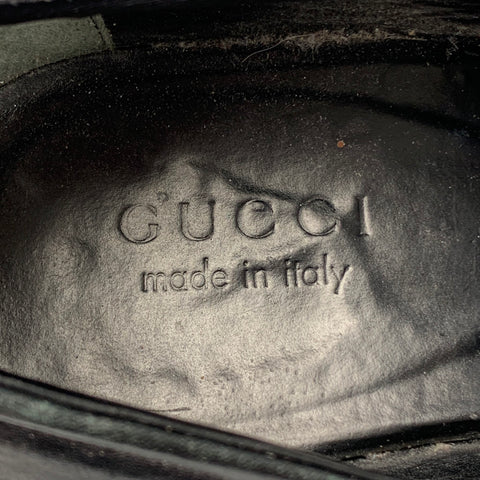 GUCCI Size 11.5 Black Leather Slip On Loafers