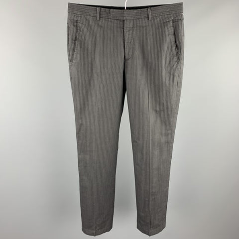 JOHN VARVATOS Size 30 Dark Gray Stripe Cotton Zip Fly Dress Pants