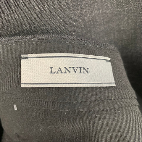 LANVIN Size 34 Charcoal Wool Zip Fly Dress Pants