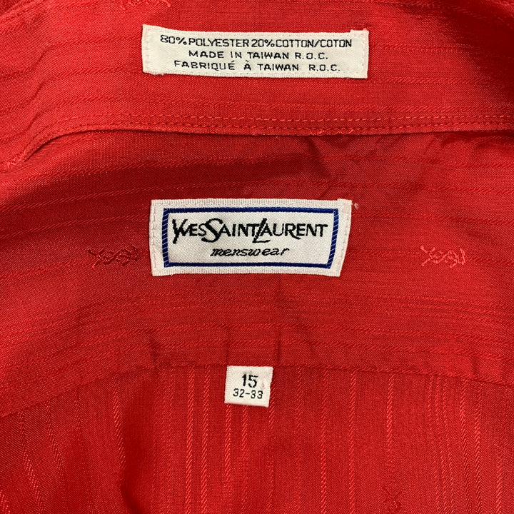 Vintage YVES SAINT LAURENT Size M Red Monogram Button Down Long Sleeve Shirt
