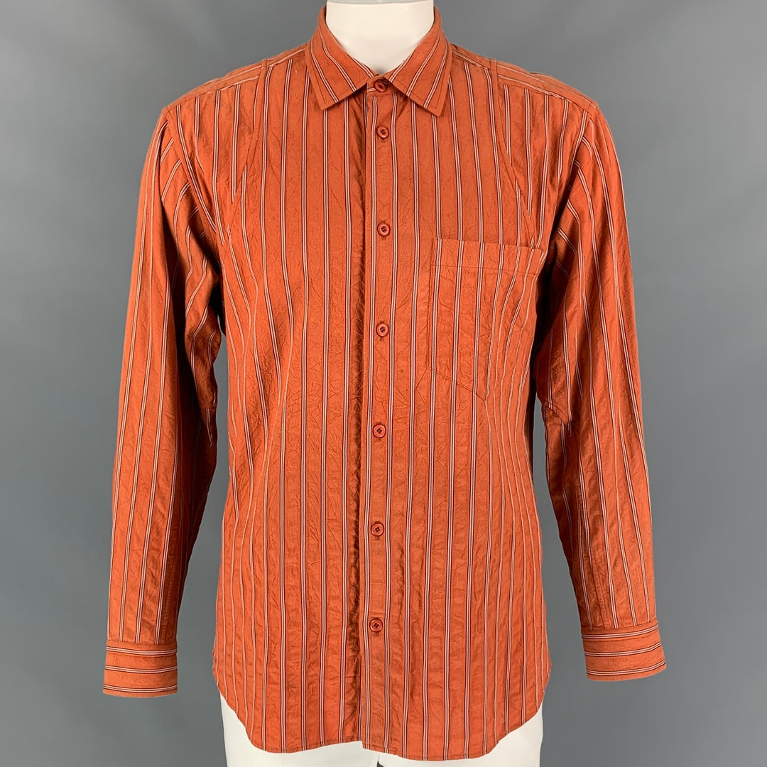 ISSEY MIYAKE Size L Brick Stripe Cotton Long Sleeve Shirt