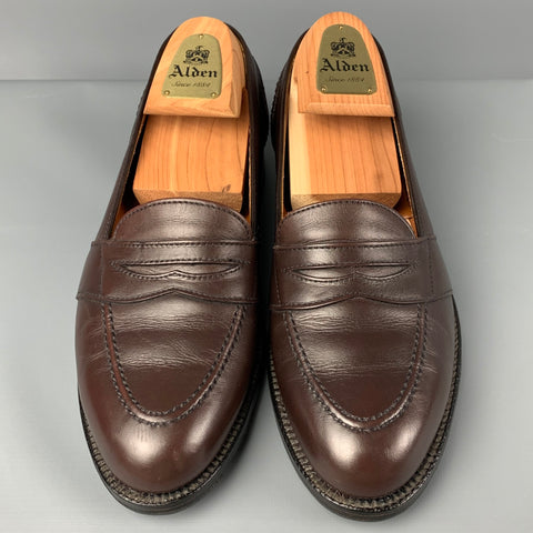 ALDEN Size 7 Brown Leather Penny Loafers