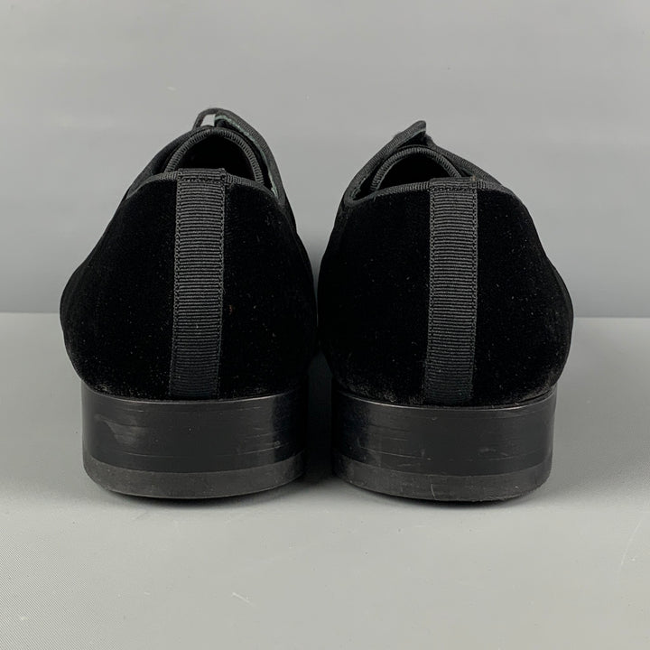 MAGNANNI Size 10.5 Black Velvet Oxford Lace Up Shoes