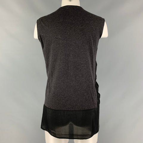 MARNI Size 2 Black Triacetate Ruffled Sleeveless Blouse