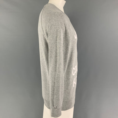 MAISON KITSUNE Size L Grey Graphic Cotton Crew-Neck Sweatshirt