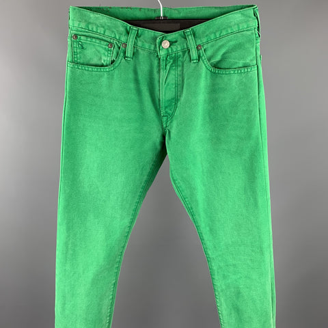 RALPH LAUREN Size 30 Green Denim Straight Button Fly Jeans