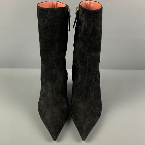 AMINA MUADDI Talla 7.5 Botas puntiagudas de ante negro