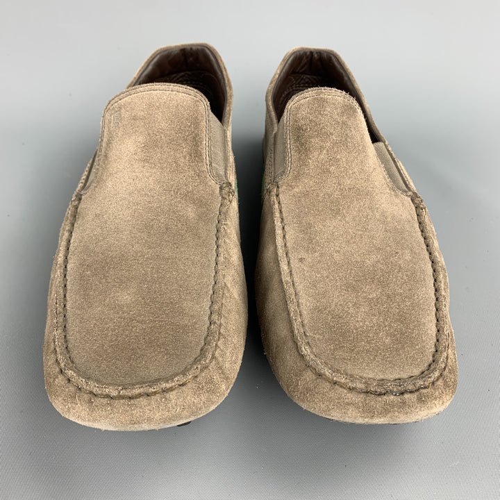 TOD'S Size 9.5 Taupe Suede Driver Loafers