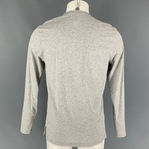 THEORY Size M Grey Heather Cotton Long Sleeve T-shirt