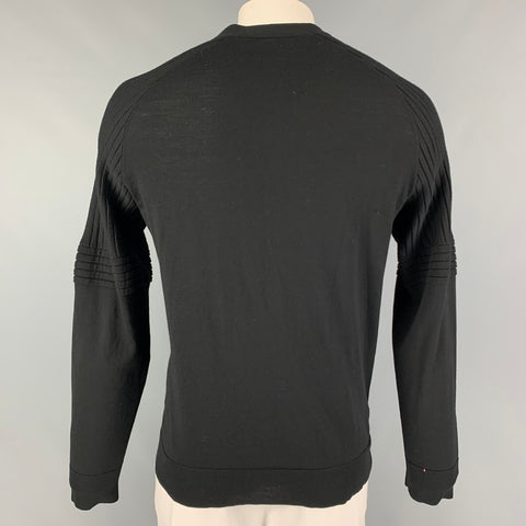 NEIL BARRETT Size XL Black Merino Wool V-Neck Cardigan