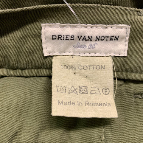DRIES VAN NOTEN Size 4 Green Cotton Elastic Cuffs Chino Casual Pants