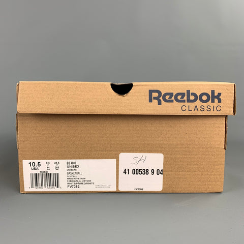 REEBOK Size 10.5 White & Red Leather High Top Sneakers