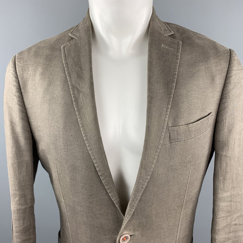 TALLIA Size 38 Taupe  Linen Notch Lapel Patch Pocket Sport Coat Jacket