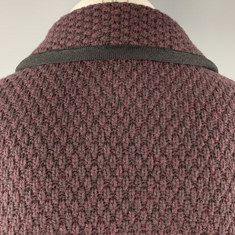 LARDINI Plum Knitted Wool Shawl Collar Chest Size M Sport Coat