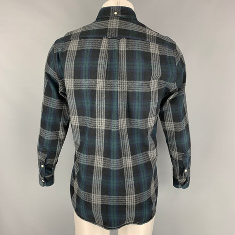 GITMAN BROS Size M Grey Green Plaid Cotton Long Sleeve Shirt