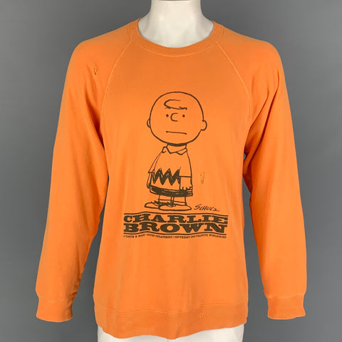 MARC JACOBS x PEANUTS Size L Orange Black Graphic Cotton Crew-Neck Sweatshirt