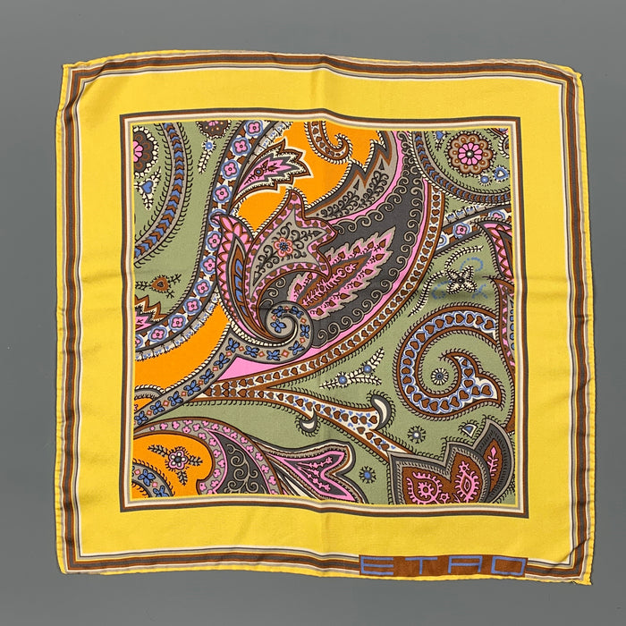ETRO Multi-Color Paisley Silk Pocket Square