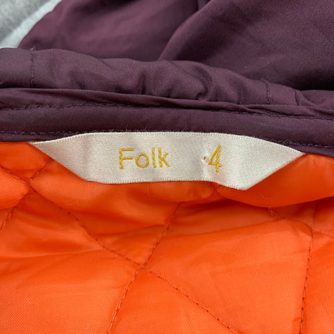 FOLK Chaqueta con capucha y cremallera de poliéster acolchada naranja y gris talla L
