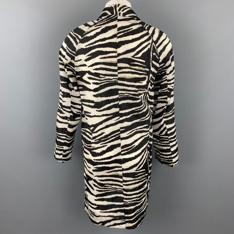 DRIES VAN NOTEN S/S 20 Size 34 Black & White Zebra Polyamide Raincoat