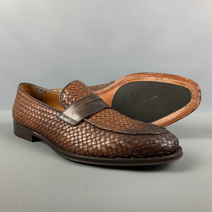 BRUNO MAGLI Size 8 Tan Woven Penny Loafers