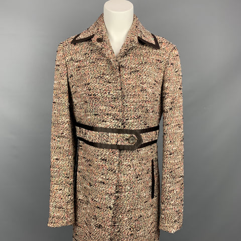 MONIQUE LHUILLIER Taille 10 Manteau en laine mélangée tweed multicolore