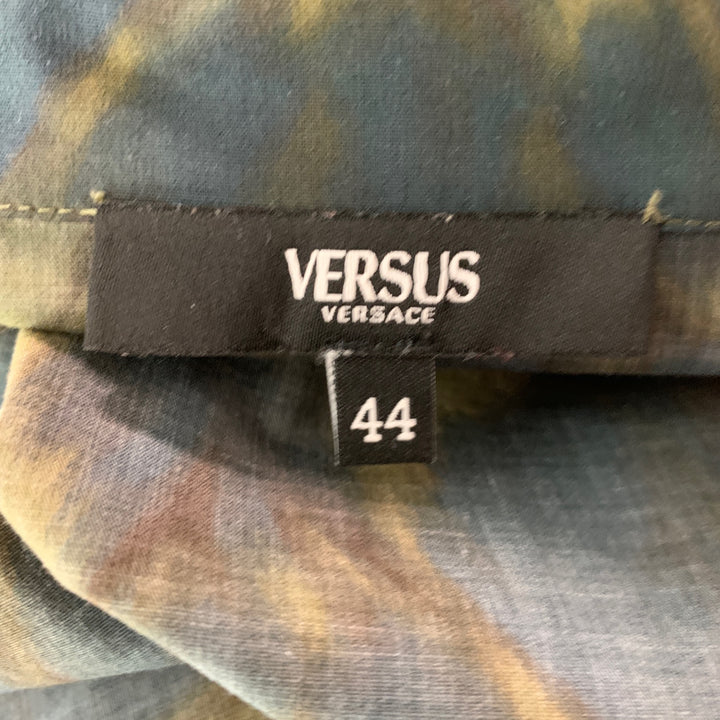 VERSUS by GIANNI VERSACE Size 44 Green Black Animal Print Long Sleeve Shirt