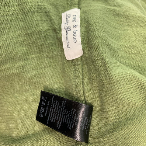 RAG & BONE Size L Olive Textured Cotton Crew-Neck T-shirt