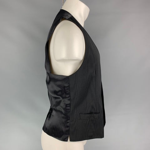 DOLCE & GABBANA Size 40 Black Swirls Polyester Blend Classic Vest