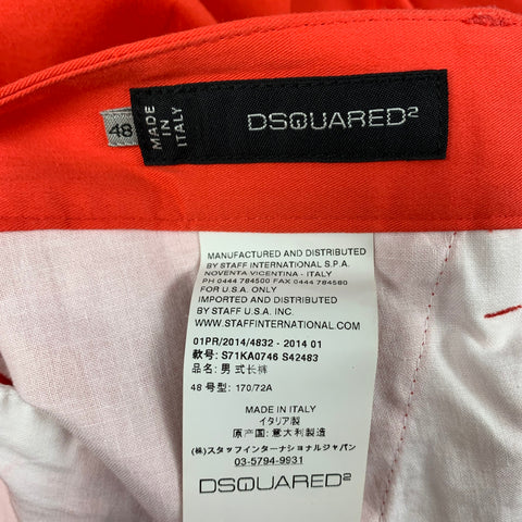 DSQUARED2 Size 32 Orange Cotton Button Fly Casual Pants