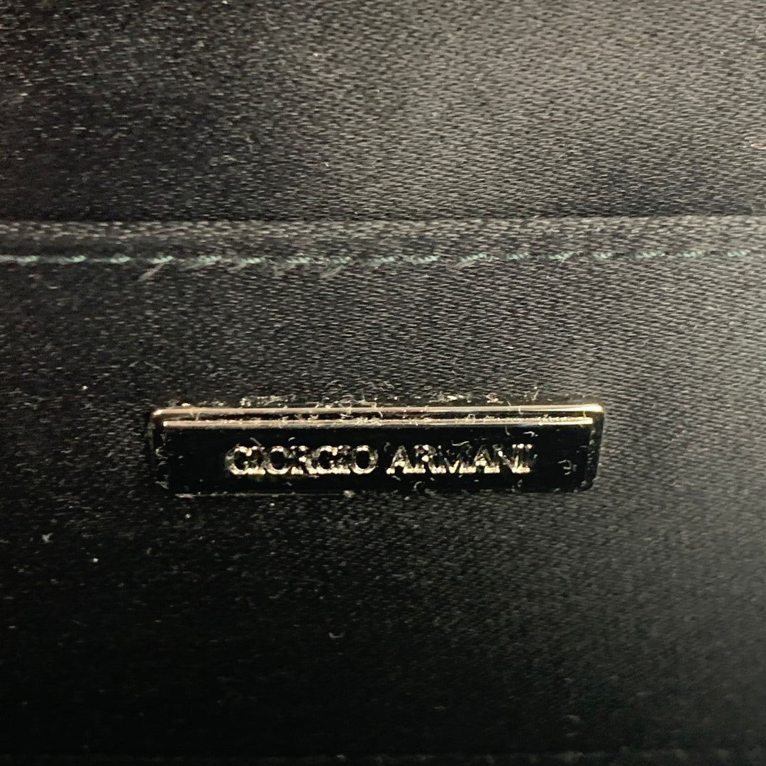 GIORGIO ARMANI Black Woven Taffeta Leather Clutch Bag
