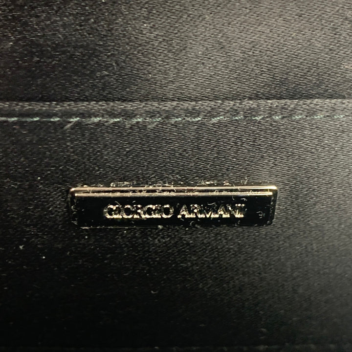 GIORGIO ARMANI Black Woven Taffeta Leather Clutch Bag