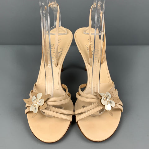 VALENTINO GARAVANI Size 7 Beige Leather Slingback Sandals