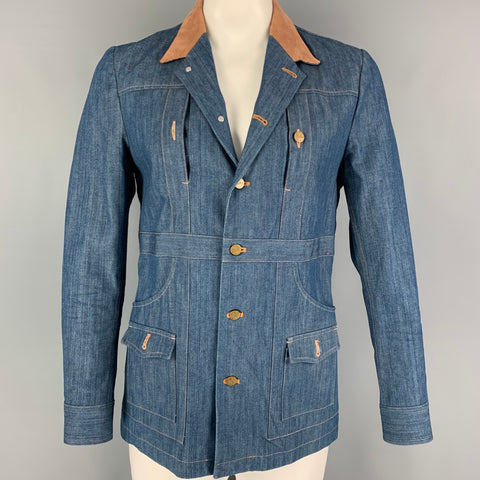 AMERICAN HIGHWAY Size M Blue Contrast Stitch Cotton Denim Jacket