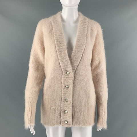 ERDEM Size S Pink Mohair Blend V-Neck Cardigan