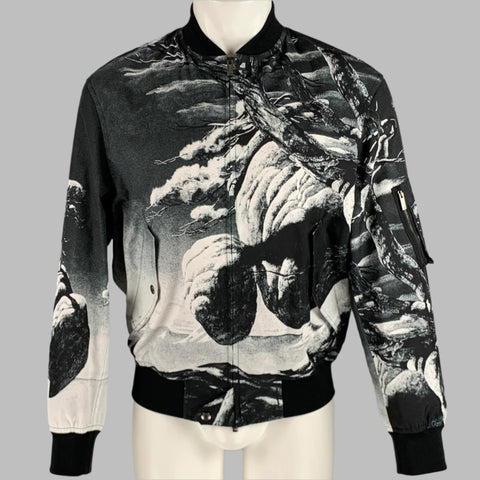 VALENTINO Size 36 Grey Black Polyester Bomber Jacket