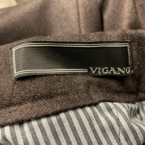 VIGANO Size S Brown Wool Elastic Waistband Casual Pants