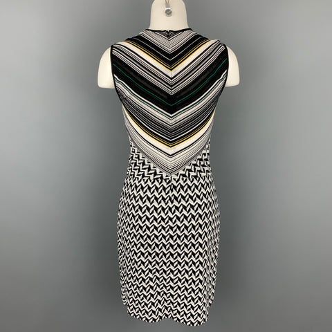 MISSONI Size 4 Black & White Zig Zag Knit Sleeveless Dress