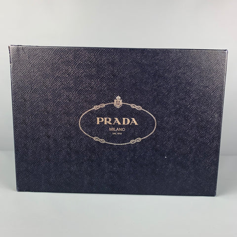 PRADA Size 11.5 Black Perforated Leather Wingtip Lace Up Shoes