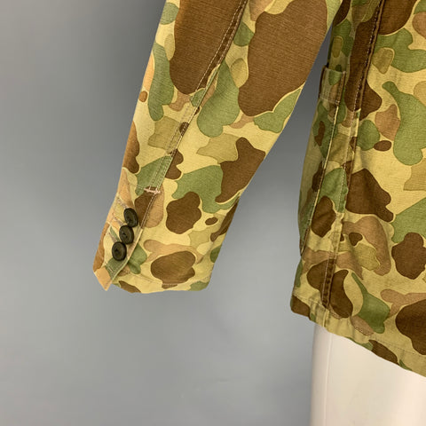 NEIGHBORHOOD Size XL Olive Brown Camo Cotton Notch Lapel Sport Coat