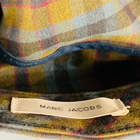 MARC JACOBS Size One Size Grey Green Plaid Cotton Hat