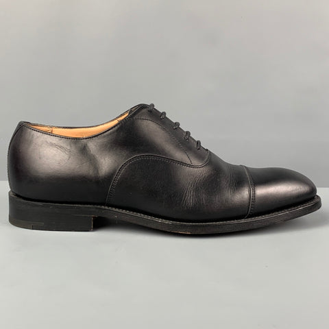 BOWEN Size 8 Black Leather Cap Toe Lace Up Shoes
