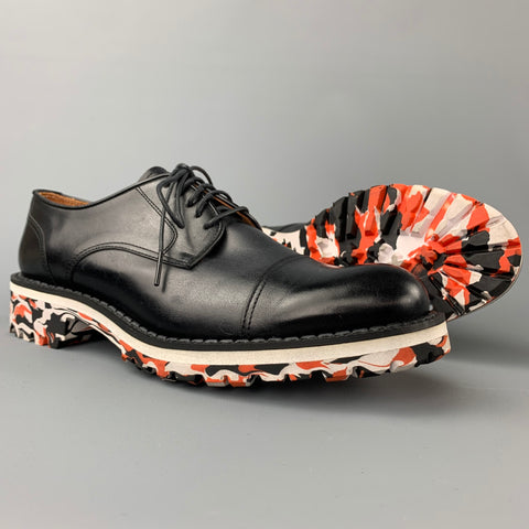 MIHARAYASUHIRO Size 7 Black Leather Cap Toe Lace Up Shoes