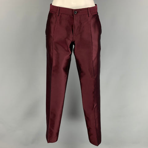 DOLCE & GABBANA Martini Size 34 Burgundy Silk Shawl Lapel Suit