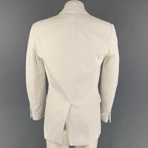 YVES SAINT LAURENT Size 40 White Cotton Peak Lapel Sport Coat