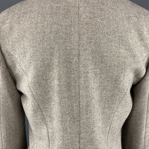 RALPH LAUREN Size 8 Gray Herringbone Wool Single Button Blazer
