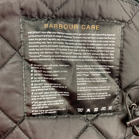 BARBOUR Sapper Size M Black Waxed Cotton Corduroy Collar Zip & Snaps Jacket
