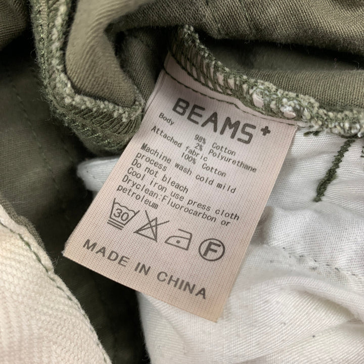 BEAMS Size M Olive Cotton Polyurethane Casual Pants