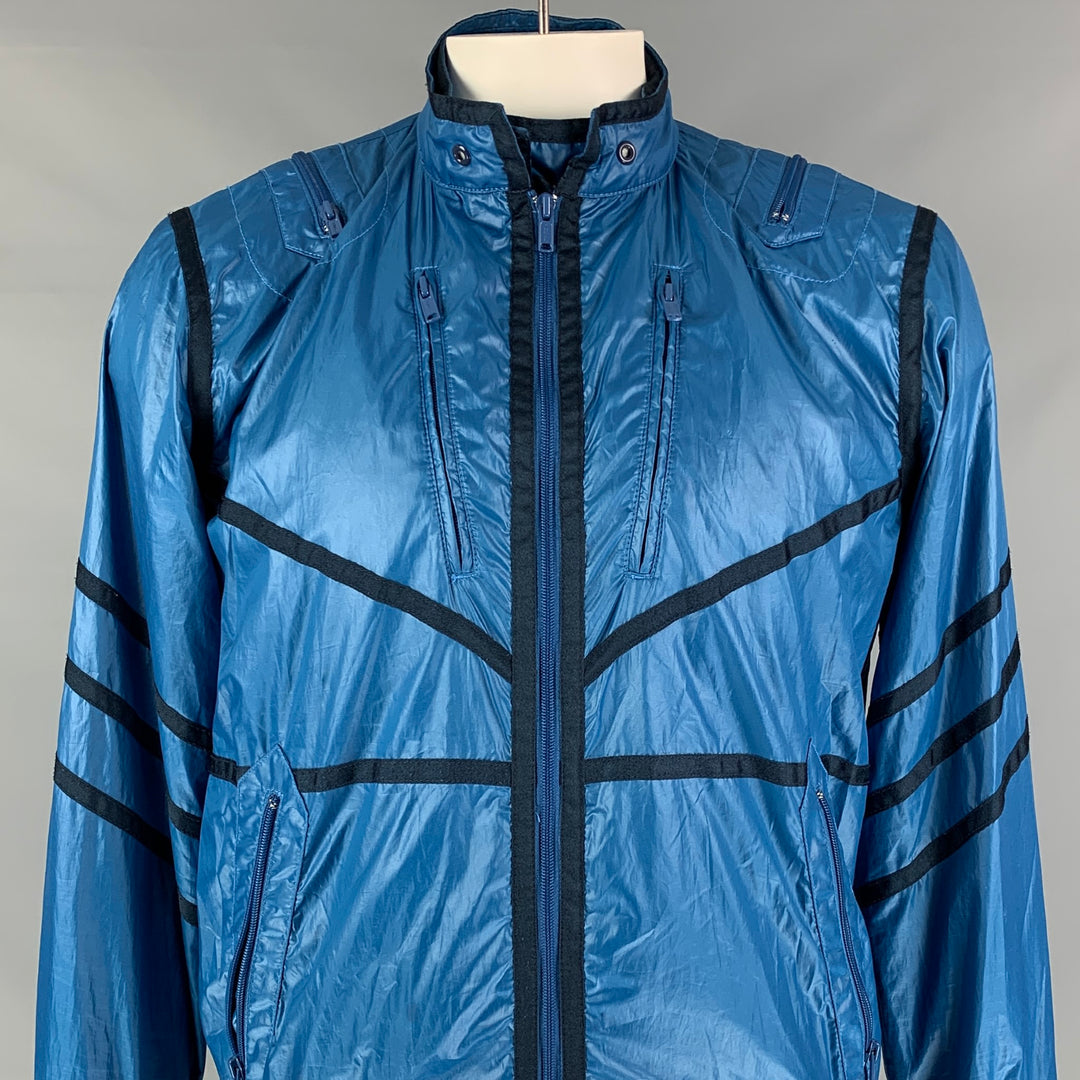MARC JACOBS Size L Blue Black Polyester Windbreaker Jacket