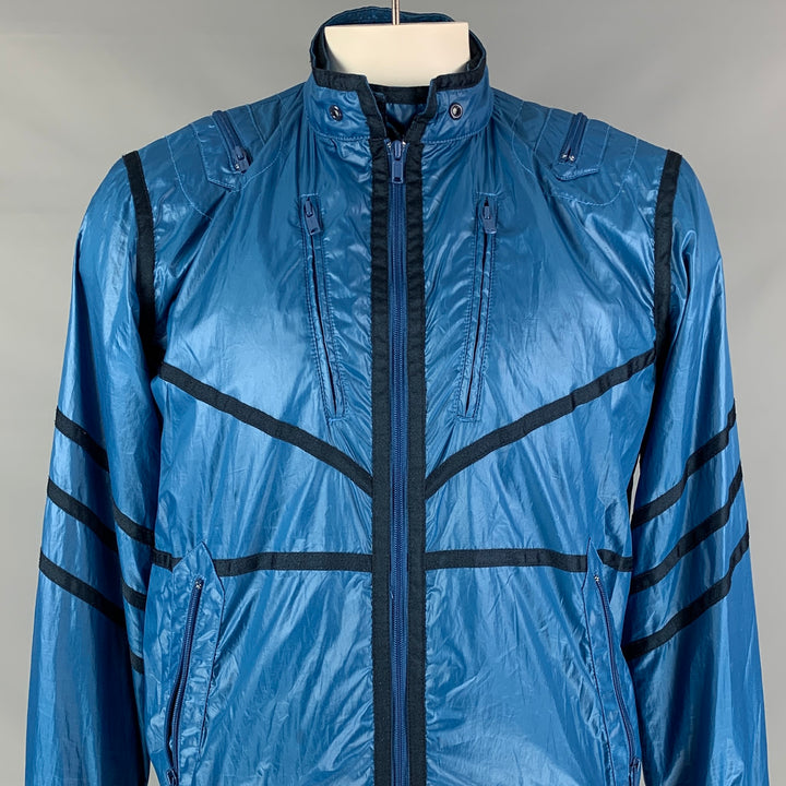 MARC JACOBS Size L Blue Black Polyester Windbreaker Jacket