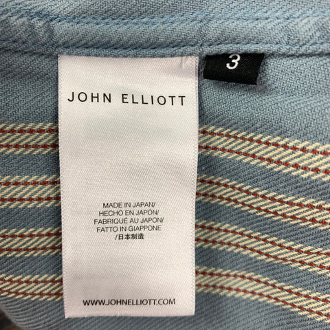JOHN ELLIOTT Size L Powder Blue Brick Plaid Brushed Cotton Long Sleeve Shirt